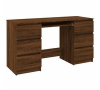 vidaXL Bureau Table d'Ordinateur Table de Travail avec Tiroir Meuble de Rangement Intérieur Chêne Marron 140x50x77 cm Bois d'Ingénierie