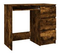 vidaXL Bureau Table d'Ordinateur Table de Travail Bureau d'Étude Meuble de Rangement Intérieur Chêne Fumé 90x45x76 cm Bois d'Ingénierie