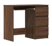 vidaXL Bureau Table d'Ordinateur Table de Travail Bureau d'Étude Meuble de Rangement Intérieur Chêne Marron 90x45x76 cm Bois d'Ingénierie