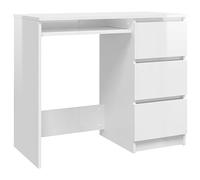 vidaXL Bureau, Table d'Ordinateur, Table d'Étude, Meuble de Salon Salle de Séjour Salle de Travail Maison Intérieur, Blanc Brillant Bois d’Ingénierie