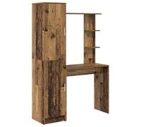vidaXL Bureau Vieux Bois avec Rangement, 2 Portes à charnières, étagères, Design Moderne pour Bureau ou Chambre, Surface Anti-Rayures, MDF, Table d'étude, Station de Travail