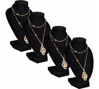 vidaXL Buste à bijoux flanelle noir 9x8,5x15 cm 4 pcs.