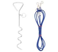 vidaXL C?ble d'attache pour Chien avec Piquet de Sol 5 m Attache pour Chien avec Piquet Laisse pour Chien et Piquet Laisse pour Chien avec Piquet