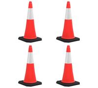 vidaXL 4X Cônes de Signalisation Réfléchissants à Base Lourde Cônes de Marque Cônes d'Avertissement Chantiers de Construction 75 cm