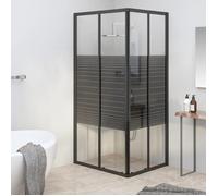 vidaXL Cabine de douche à rayures ESG 90x70x180 cm Noir 151850