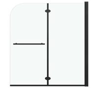 vidaXL Cabine de Douche Pliable 2 Panneaux Paroi de Douche Cabine de Baignoire Ecran de Douche Salle de Bain Maison Intérieur ESG 120x140 cm Noir