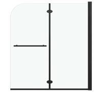 vidaXL Cabine de Douche Pliable 2 Panneaux Paroi de Douche Cabine de Baignoire Ecran de Douche Salle de Bain Maison Intérieur ESG 120x140 cm Noir