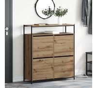 Vidaxl Cabinet À Chaussures Avec 4 Tiroirs Rabattables Chêne Artisanal 100x34x112 Cm