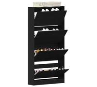 vidaXL Cabinet à Chaussures avec étagère Chêne Noir 80 x 21 x 163,5 cm, Meuble à Chaussures Moderne pour Salon, Organiser en Bois, déco Minimaliste et compacte