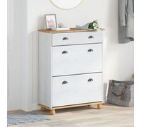 Vidaxl Cabinet À Chaussures Blanc 85 X 35 X 108 Cm Bois De Pin Massif Blanc