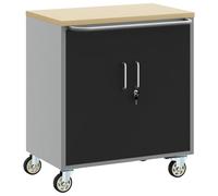 vidaXL Cabinet à outils industriel avec étagère réglable et portes verrouillables Noir Gris Roues roulantes pour solution de stockage en atelier garage Unité en métal durable