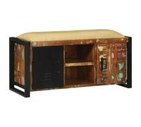 Banc de rangement industriel - vidaXL - 100x35x50 cm - Multicolore - Bois massif de récupération - Style rustique