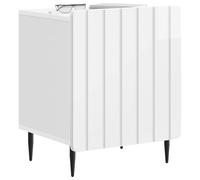 vidaXL Cabinet de Chevet 2 pcs Blanc Brillant 43 x 34,5 x 52 cm, Table d’appoint rectangulaire Vintage pour Salon, avec Rangement, Pieds en métal Noir, Pratique et stylée