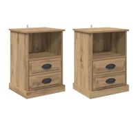 vidaXL Cabinet de Chevet 2 pcs Chêne Artisanal 36 x 43 x 60 cm, Table de Chevet Rustique, Meuble en Bois, Solution de Rangement, étagère utile, Organisateur avec tiroirs