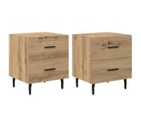 vidaXL Cabinet de Chevet 2 pcs chêne Artisanal 40 x 35 x 47.5 cm, Table de Nuit Moderne, Unisexe et stylée, Meuble Compact avec Espace de Rangement pour Votre Chambre