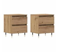 vidaXL Cabinet de Chevet 2 pcs chêne Artisanal 40 x 35 x 50 cm, Rangement Moderne pour Chambre, Commode compacte, Table de Nuit Fonctionnelle, Organiseur Durable pour l'espace Sommeil