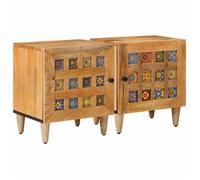 vidaXL Cabinet de chevet 2 pcs Naturel 40 x 33,5 x 46 cm Bois massif acajou