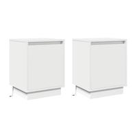 Tables De Chevet Vidaxl Ensemble De 2 Blanc Bois D'ingénierie Blanc