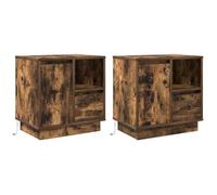 Tables De Chevet Vidaxl Chêne Fumé Panneau De Particules Moyenne