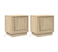 vidaXL Tables de Chevet avec lumières LED 2 pcs Chêne Sonoma 44x34,5x45 cm