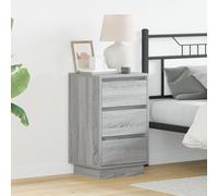 Vidaxl Cabinet De Chevet Avec Led Grise Sonoma 39x34.5x65 Cm En Bois D'ingénierie Gris