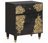 vidaXL Cabinet de chevet avec porte avec tiroir Noir 50 x 33 x 60 cm