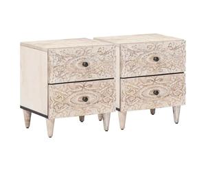 vidaXL Cabinet de Chevet avec tiroir 2 pcs Blanc 40 x 33,5 x 46 cm, Salon, Rectangulaire, Assises Confortables pour Les Rassemblements Familiaux, Décor Élégant, Design Polyvalent pour Tout Espace