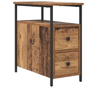 vidaXL Table de nuit 30 x 60 cm en vieux bois avec un cadre en fer. Elle a un tiroir et des étagères 871271