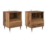 vidaXL Cabinet de chevet avec tiroir 2 pcs Bois ancien 40 x 35 x 50 cm
