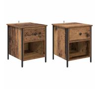 vidaXL Cabinet de Chevet avec tiroir 2 pcs Bois Ancien 40 x 42 x 50 cm, Table de Chevet Fonctionnelle, Espace de Rangement Compact pour Chambre, Design Moderne et épuré, Meuble déco