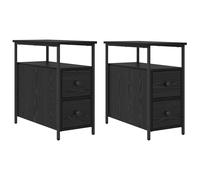 Vidaxl Cabinet De Chevet Avec Tiroir 2 Pcs Chêne Noir 30 X 60 X 60 Cm