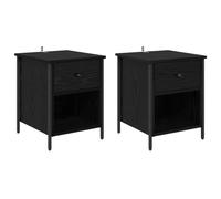 vidaXL Cabinet de Chevet avec tiroir 2 pcs Chêne Noir 40 x 42 x 50 cm, Table de Chevet Fonctionnelle, Espace de Rangement Compact pour Chambre, Design Moderne et épuré, Meuble déco