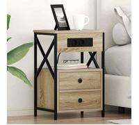 vidaXL Table de nuit en chêne Sonoma 40 x 31 x 60 cm – Bois aggloméré, station de charge (859462)