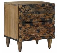 vidaXL Cabinet de Chevet avec tiroir Marron 40 x 33,5 x 46 cm, Table rectangulaire en Bois de Mangue pour Salon, Table de Nuit, Meuble de Rangement Compact