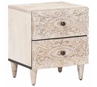 vidaXL Cabinet de Chevet Blanc 40 x 33,5 x 46 cm Bois de Mangue Massif