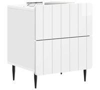 vidaXL Cabinet de Chevet Blanc Brillant 43 x 34,5 x 49,5 cm, Table de Chevet Moderne, Meuble de Rangement rectangulaire, Organisateur élégant pour Chambre