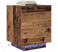 Table De Chevet Vidaxl Avec Lumières Led En Vieux Bois 45x40x55 Cm