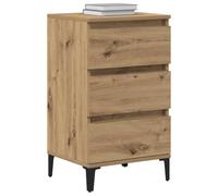 vidaXL Cabinet de Chevet Chêne Artisanal 45 x 35 x 44 cm | Design compact parfait pour les chambres, Fait en chêne massif, Trois tiroirs pratiques