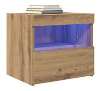 vidaXL Table de chevet chêne artisanal 1 tiroir avec LED 50x40x45 cm