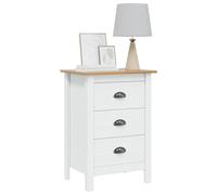 vidaXL Cabinet de Chevet Hill Blanc et Marron Miel 46 x 35 x 65 cm, Salon, Rectangle, Design Moderne, matériaux résistants, Style Polyvalent pour Confort et utilité, s'adapte à Tout