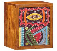 vidaXL Table de Chevet Artisanale Moderne 35X30X40 cm en Bois d'acacia Massif avec 2 tiroirs Peint à la Main Motif Indien Traditionnel pour Le Rangement de Chambre Mobilier Table en Bois Artistique