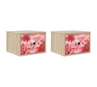 vidaXL Cabinet de Chevet Mural Aachen 2 pc Chêne Sonoma, Rangement Moderne pour Chambre, Table de Nuit rectangulaire et Cabinet Mural, Meuble Pratique pour l'organisation