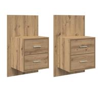 vidaXL Cabinet de Chevet Mural avec tiroir 2 pcs Chêne Artisanal, Armoire Murale Rustique, Table de Nuit compacte, Organisateur de Chambre, étagère en Bois, Solution Gain de Place