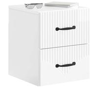 vidaXL Cabinet de Chevet Mural Blanc Brillant 34,5 x 33 x 40 cm, Meuble de Chambre Moderne, Table de Nuit compacte, Rangement idéal pour Un chez-soi Cosy, Solution Chic