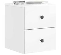 vidaXL Cabinet de Chevet Mural Blanc Brillant 34,5 x 33 x 40 cm, Table de Nuit spacieuse, Organisateur Pratique pour Votre Chambre, lit sans désordre