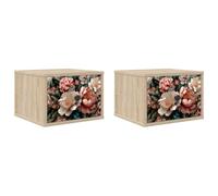vidaXL Cabinet de Chevet Mural BORNE 2 pc Chêne Sonoma 36 x 33 x 25 cm, Rangement Moderne pour Chambre, Table de Nuit rectangulaire et Cabinet Mural, Meuble Pratique pour l'organisation