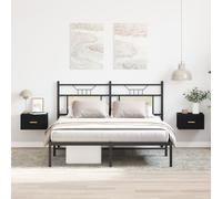 Vidaxl Cabinet De Chevet Mural Chêne Noir Panneau De Particules Petit Noir