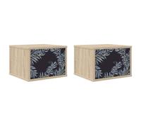 vidaXL Cabinet de Chevet Mural DOKKUM 2 pc Chêne Sonoma, Rangement Moderne pour Chambre, Table de Nuit rectangulaire et Cabinet Mural, Meuble Pratique pour l'organisation