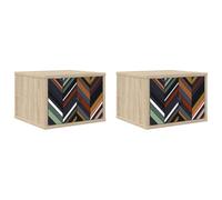 vidaXL Cabinet de Chevet Mural OMMEN 2 pc Chêne Sonoma 36 x 33 x 25 cm, Rangement Moderne pour Chambre, Table de Nuit rectangulaire et Cabinet Mural, Meuble Pratique pour l'organisation