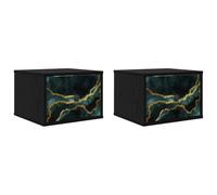 vidaXL Cabinet de Chevet Mural WIJHE 2 pc Chêne Noir 36 x 33 x 25 cm, Rangement Moderne pour Chambre, Table de Nuit rectangulaire et Cabinet Mural, Meuble Pratique pour l'organisation